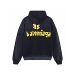 Hoodie Balenciaga BB Distressed Logo Black BL063 - Image 2