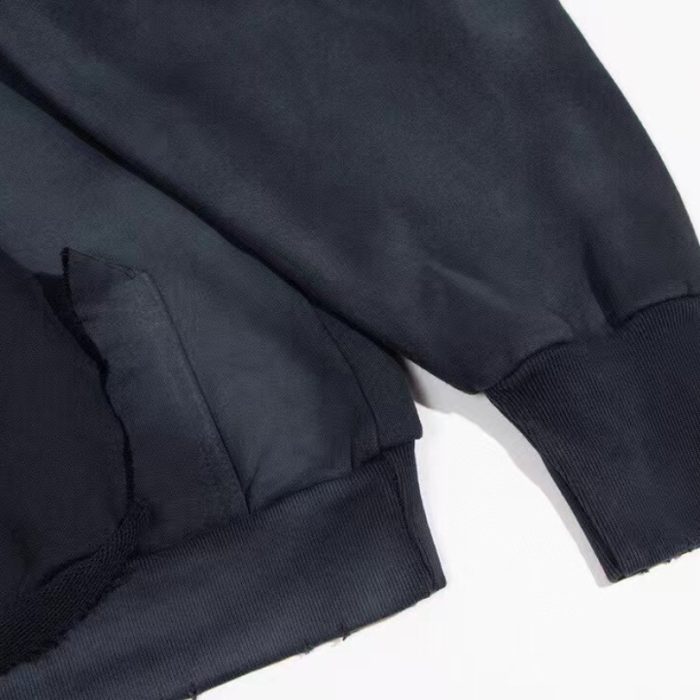 Hoodie Balenciaga BB Distressed Logo Black BL063 - Image 7