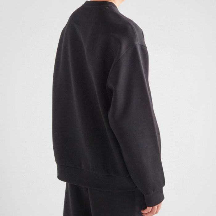 Sweatshirt Prada Black Logo Crewneck PD045 - Image 13