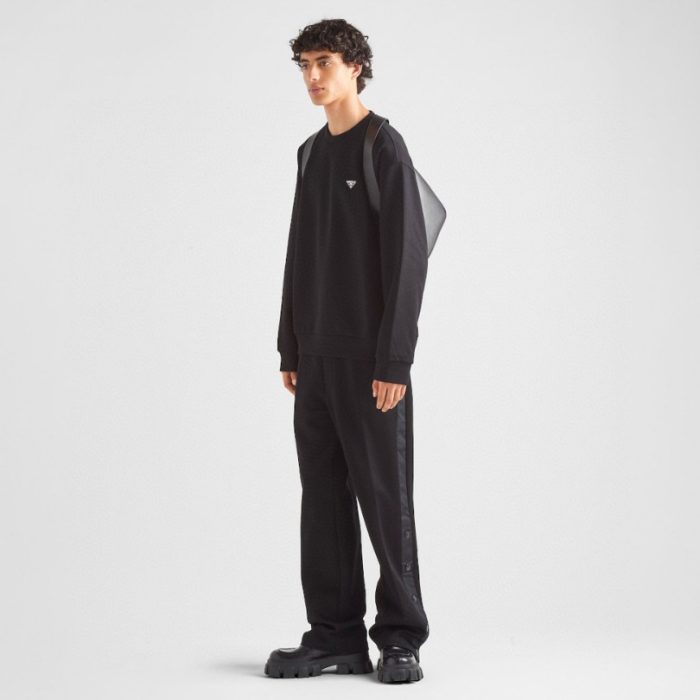 Sweatshirt Prada Black Logo Crewneck PD045 - Image 11