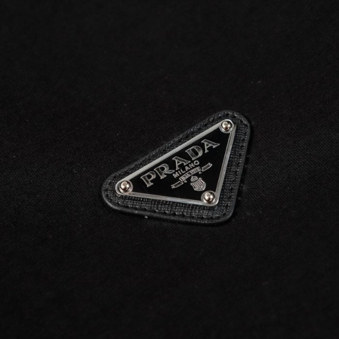 Sweatshirt Prada Black Logo Crewneck PD045 - Image 4