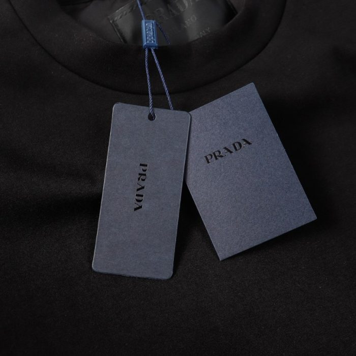 Sweatshirt Prada Black Logo Crewneck PD045 - Image 8