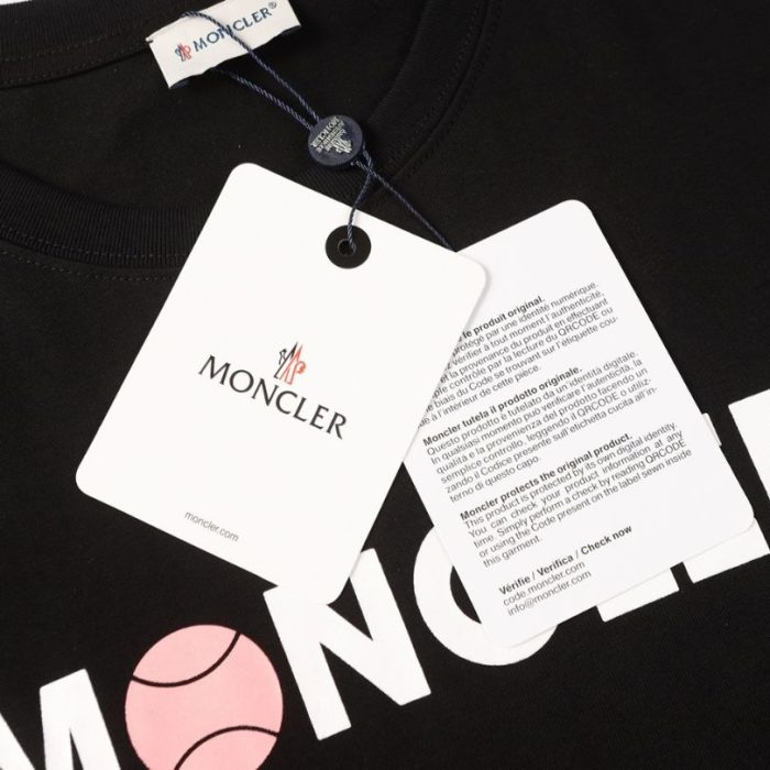 T-shirt Moncler Logo Black and Pink MCL004 - Image 10