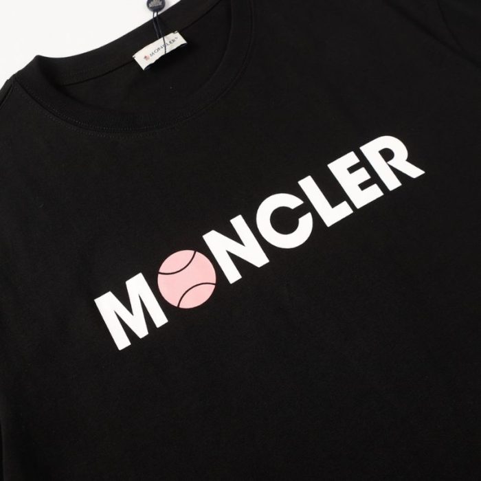 T-shirt Moncler Logo Black and Pink MCL004 - Image 7