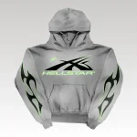 Hoodie Hellstar Logo Flame Grey/Green - Drip Slum