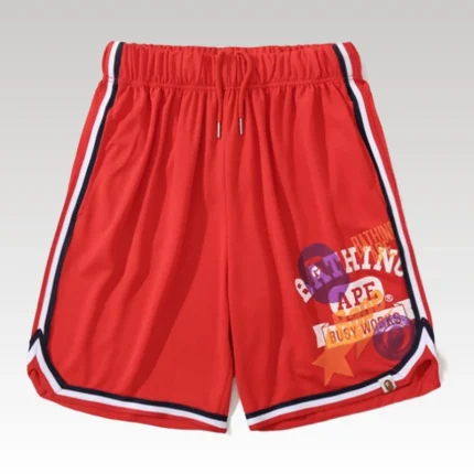 Shorts BAPE Busy Works Striped Trim Red BP029 - Drip Slum