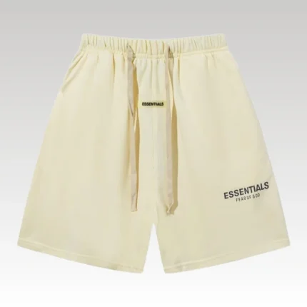 Shorts Essentials Cream with Logo Print EST003 - Drip Slum