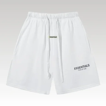 Shorts Essentials White with Logo Print EST002 - Drip Slum