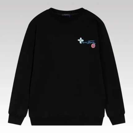 Sweatshirt Louis Vuitton Colorful Logo Black LV002 - Drip Slum