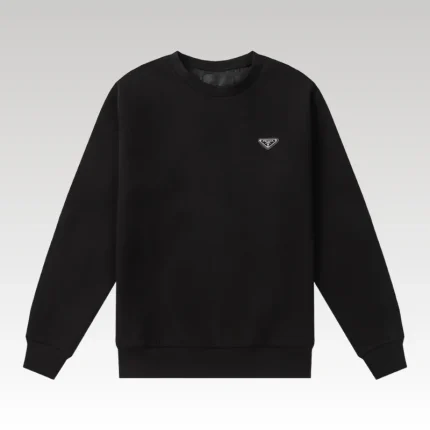 Sweatshirt Prada Black Logo Crewneck PD045 - Drip Slum