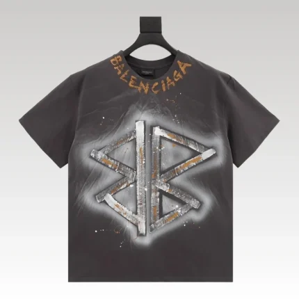 T-shirt Balenciaga BB Logo Spray Paint Black BL007 - Drip Slum