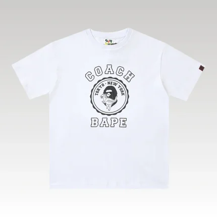 T-shirt BAPE Coach Logo White BP009 - Drip Slum