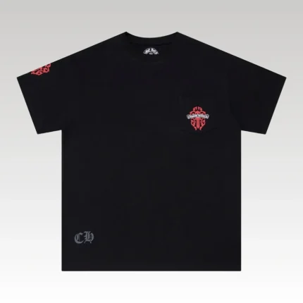 T-shirt Chrome Hearts Red Cross Crest Black CH004 - Drip Slum