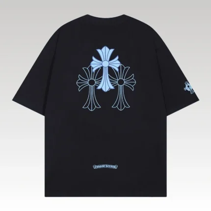 T-Shirt Chrome Hearts Triple Cross Logo Black CH131 - Drip Slum