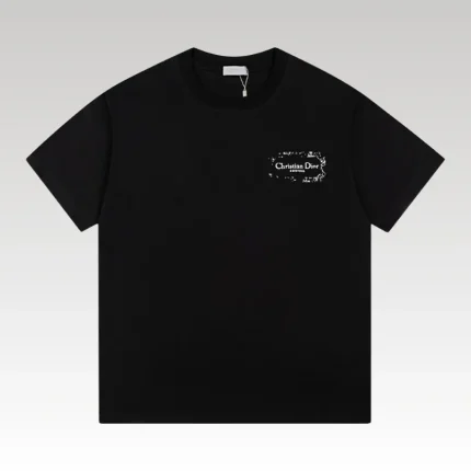 T-shirt Dior Black Distressed Logo Couture DO065 - Drip Slum