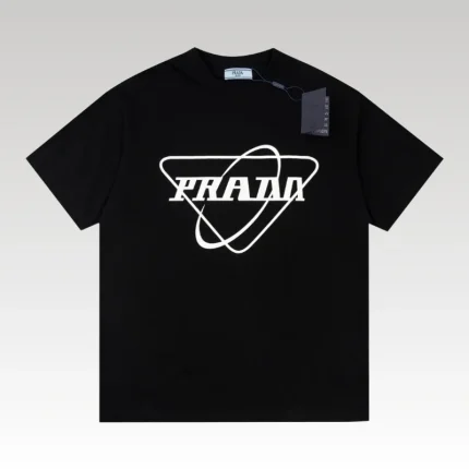T-shirt Prada Black Triangle Graphic Logo PD040 - Drip Slum
