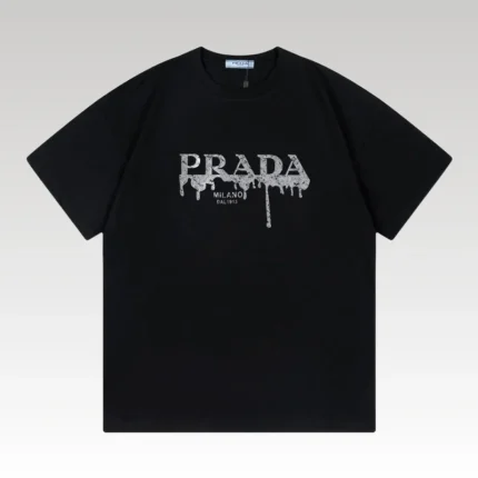 T-shirt Prada Milano Black Drip Logo PD035 - Drip Slum