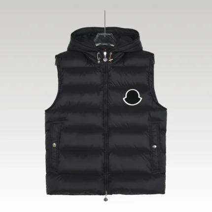 Vest Puffer Moncler Hooded Black Logo MCL011 - Drip Slum